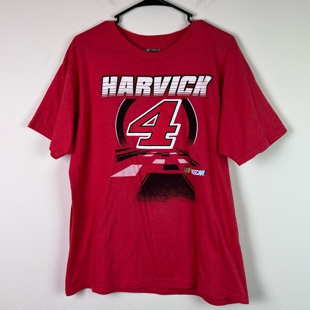 Nascar Harvick T-shirt Men's Large Red Racing Shirt Casual Short Sleeve Shirts